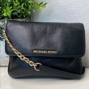 Michael Kors Bedford Double Gusset‎ Leather Crossbody, Black
